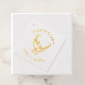 Rustic Script Happy Hen Egg Stamp Favour Tags