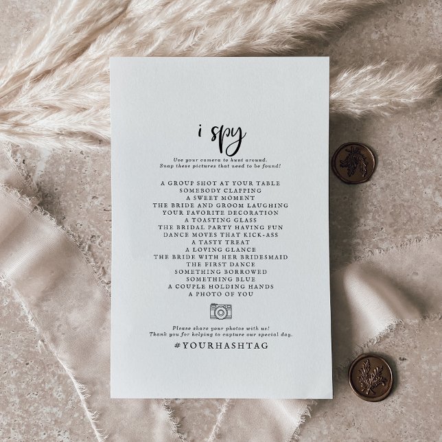 Rustic Script I Spy Wedding Photo Scavenger Flyer (Creator Uploaded)