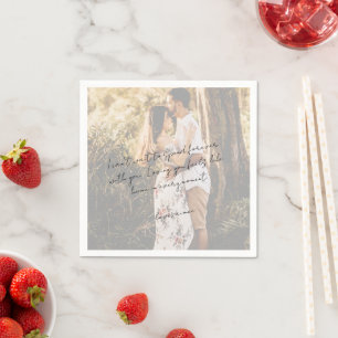 Rustic Script Love Note Photo Modern Wedding Napkin