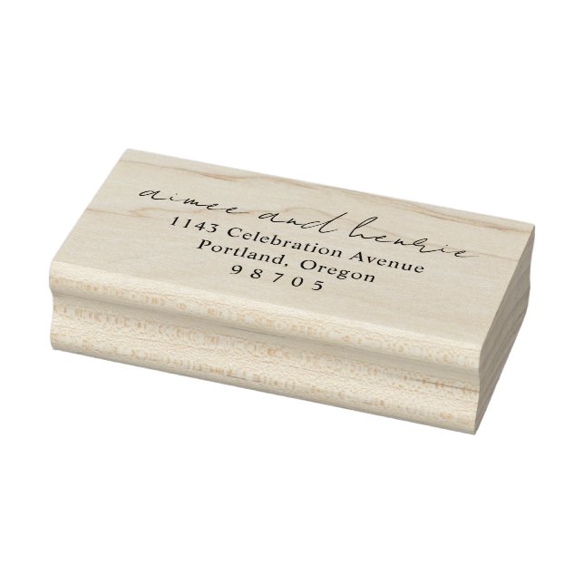 Rustic Script Modern Wedding Rubber Stamp (Stamp)