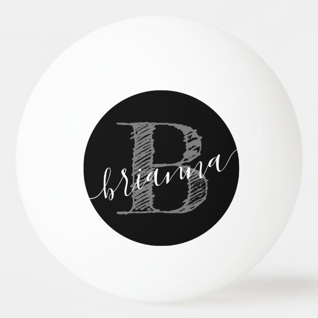 Rustic Script Monogram Initial Personalized Ping Pong Ball (Front)