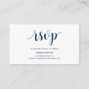 Rustic Script, Navy Blue Color, Wedding RSVP Enclosure Card