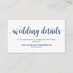 Rustic Script, Navy Blue, Wedding Details, Hashtag Enclosure Card