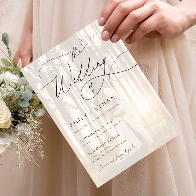 Rustic Script Overlay Photo Budget Wedding Invitation (Creator Uploaded)