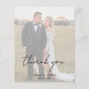Rustic Script Photo Budget Wedding Thank You Card