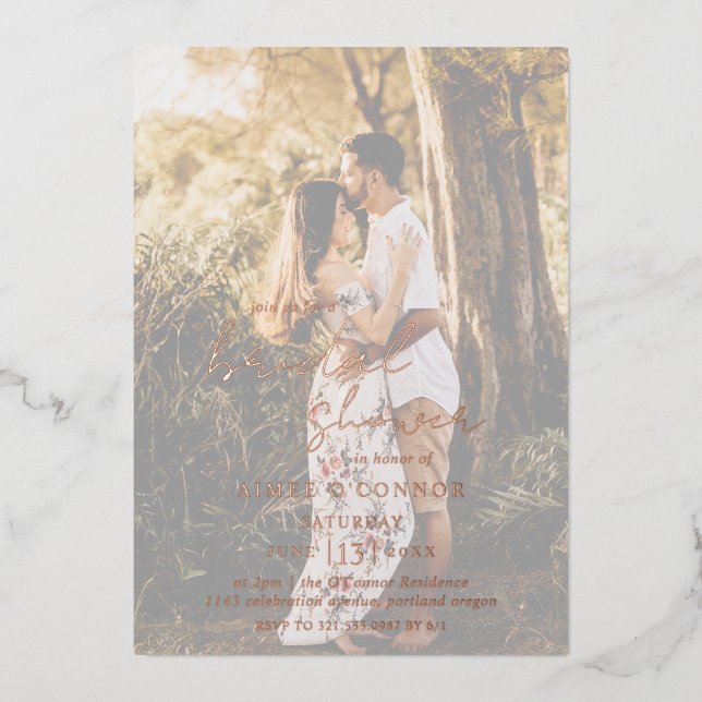 Rustic Script Photo Modern Bridal Shower (Front)