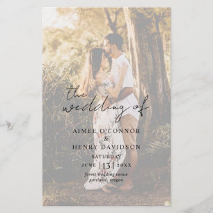 Rustic Script Photo Modern Budget Wedding Program