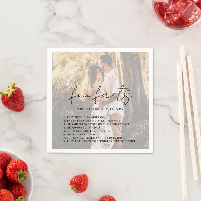 Rustic Script Photo Modern Wedding Napkin (Insitu)
