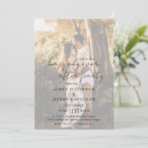 Rustic Script Photo Modern Wedding Reception Invitation