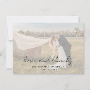 Rustic Script Photo Modern Wedding Thank You Card