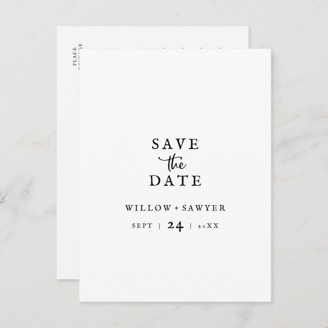 Rustic Script Save the Date Announcement Postcard (Front/Back)
