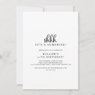 Rustic Script Surprise Party Invitation