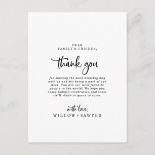 Rustic Script Thank You Reception Card