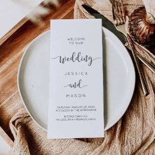 Rustic Script Tri-Fold Wedding Program