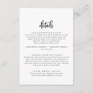 Rustic Script Wedding Details Enclosure Card