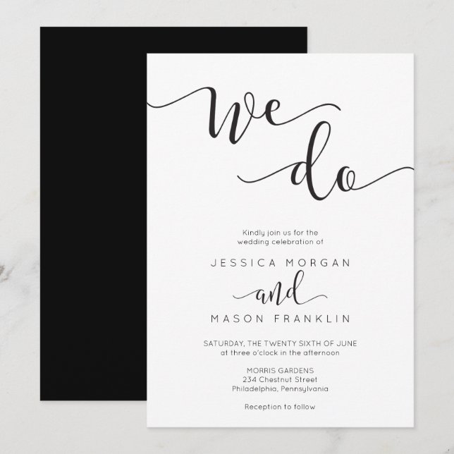 Rustic Script Wedding Invitation (Front/Back)