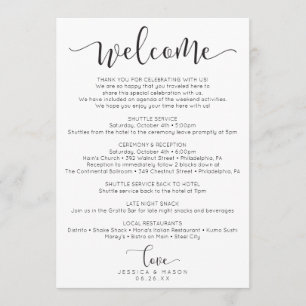 Rustic Script Wedding Itinerary - Wedding Welcome Program
