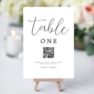 Rustic Script Wedding QR Code  Table Number