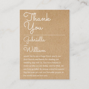 Rustic Script Wedding Thank You Reception Card
