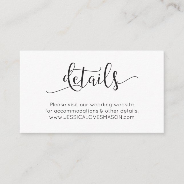 Rustic Script Wedding Website Insert Card (Front)