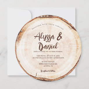 Rustic Script wedding Wood Cut Custom Invitation