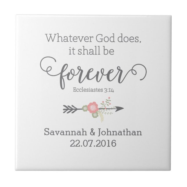 Rustic Scripture Christian Art Wedding Gift Tile (Front)
