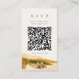 Rustic Sea Grass QR Code Gulf Coast RSVP Card