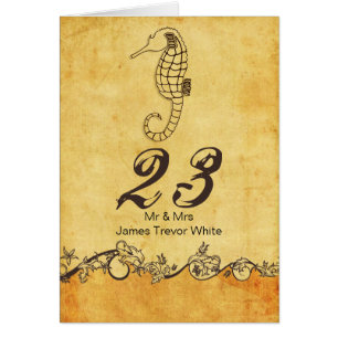rustic seahorse beach wedding table numbers