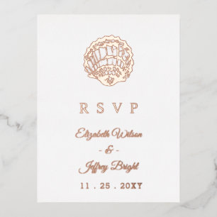 Rustic Seashells Marine Ocean Beach Wedding RSVP Foil Invitation Postcard