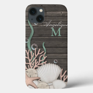 Rustic Seashells & Wood Personalized iPad Air Case