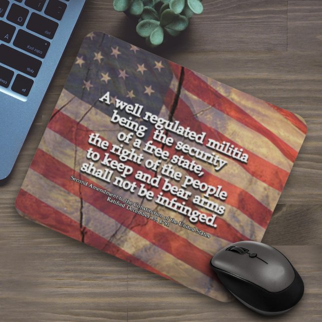 Rustic Second Amendment Typography US Flag Mouse Pad (Creator Uploaded)