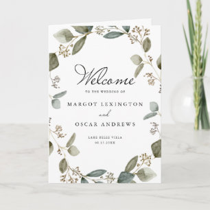 Rustic Seeded Eucalyptus Wreath Wedding Booklet Program