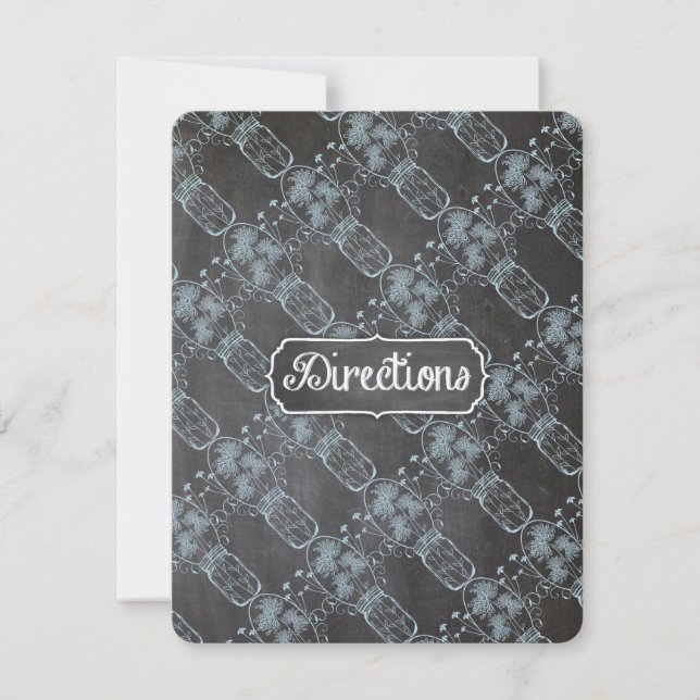 Rustic Serenity Blue Mason Jar Chalkboard Wedding Invitation (Front)