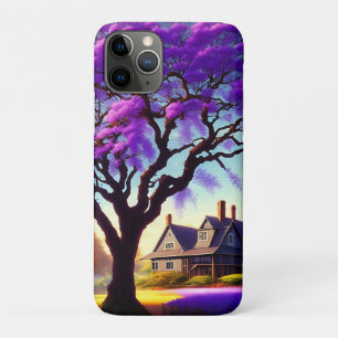 **"Rustic Serenity: The Purple Jacaranda's Embrace iPhone 11 Pro Case