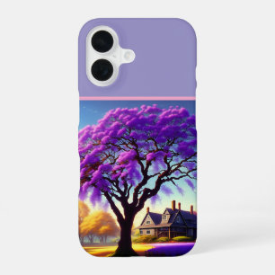**"Rustic Serenity: The Purple Jacaranda's Embrace iPhone 16 Case