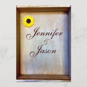 Rustic Shadow Box Sunflower Wedding Invitation