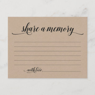 Rustic Share A Memory Sympathy, Memorial Note Card