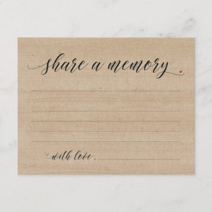 Rustic Share A Memory Sympathy, Memorial Note Card