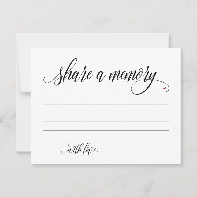 Rustic Share A Memory Sympathy, Memorial Note Card (Front)