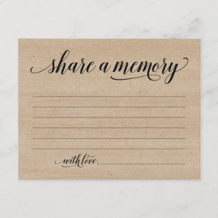 Rustic Share A Memory Sympathy, Memorial Note Card