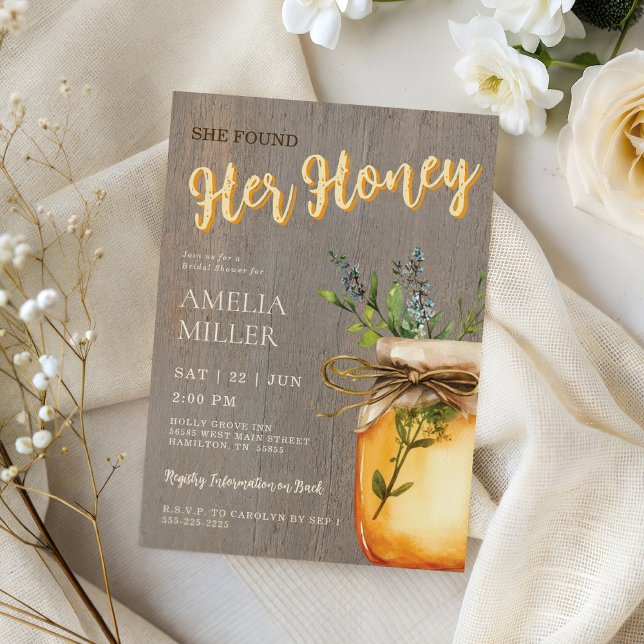 Rustic She Found Her Honey Bridal Shower Invitation (Rustic She Found Her Honey Bridal Shower Invitation)