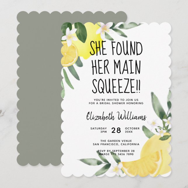 Rustic She Found Her Main Squeeze Bridal Shower Invitation (Front/Back)
