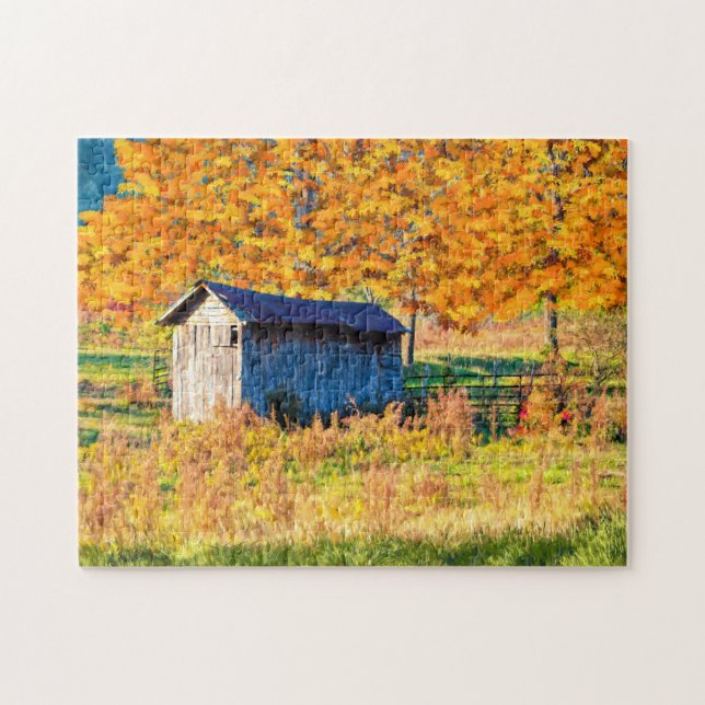 Rustic Shed - Fall Foliage Puzzle (Horizontal)