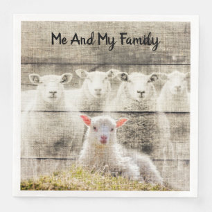 Rustic Sheep Baby Lamb Burlap Napkin
