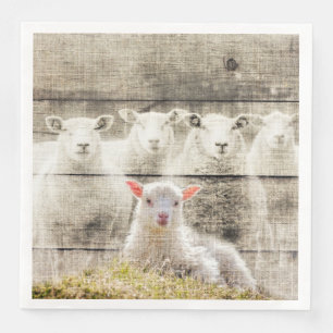 Rustic Sheep Baby Lamb Burlap Napkin