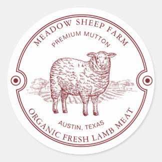 Rustic Sheep Lamb Logo Farm Field Classic Round St Sticker