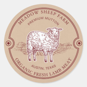 Rustic Sheep Lamb Logo Farm Field Classic Round Sticker