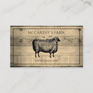 Rustic Sheep Shiplap Barn Wood Custom Farm Logo Business Card