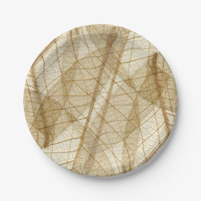 Rustic Sheer Cream Lace Leaves Paper Plate (Front)