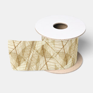 Rustic Sheer Cream Lace Leaves Satin Ribbon
